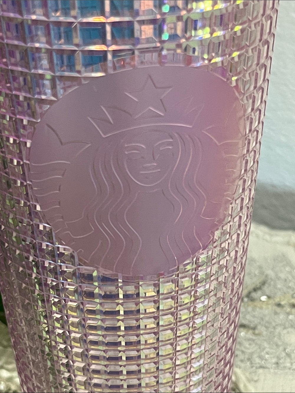 Starbucks Purple Iridescent Grid Cold Cup Tumbler 24 oz NWOT - Picture 3 of 10